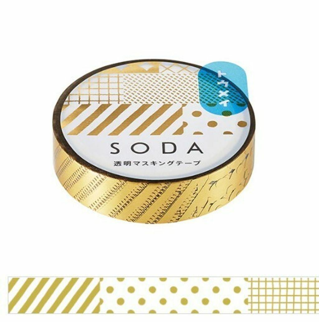 燙金壓箔款 Soda 透明PET膠帶 寬10MM ｜KING JIM