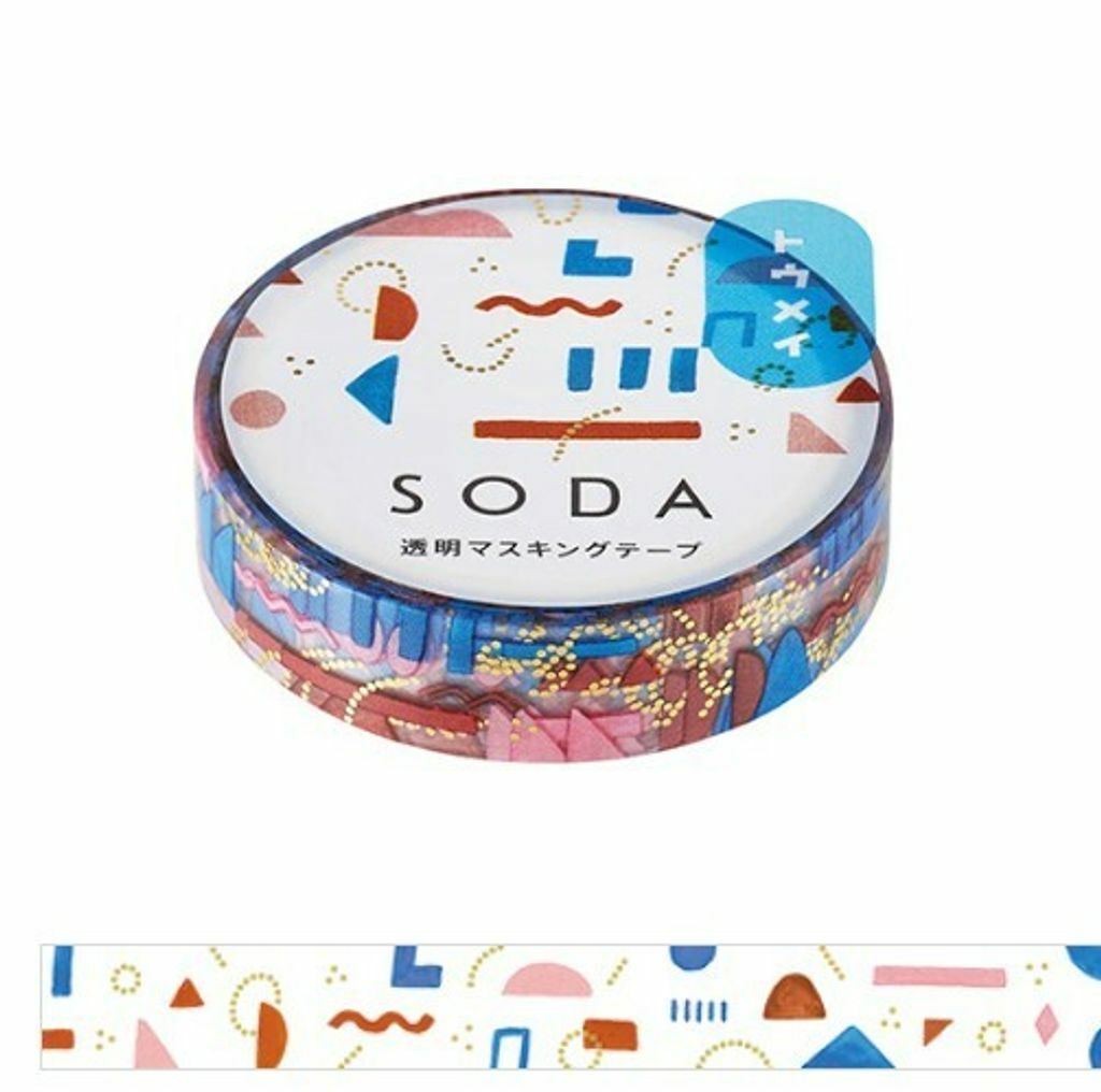 幾何碎片 壓箔款 Soda 透明PET膠帶 寬10MM ｜KING JIM