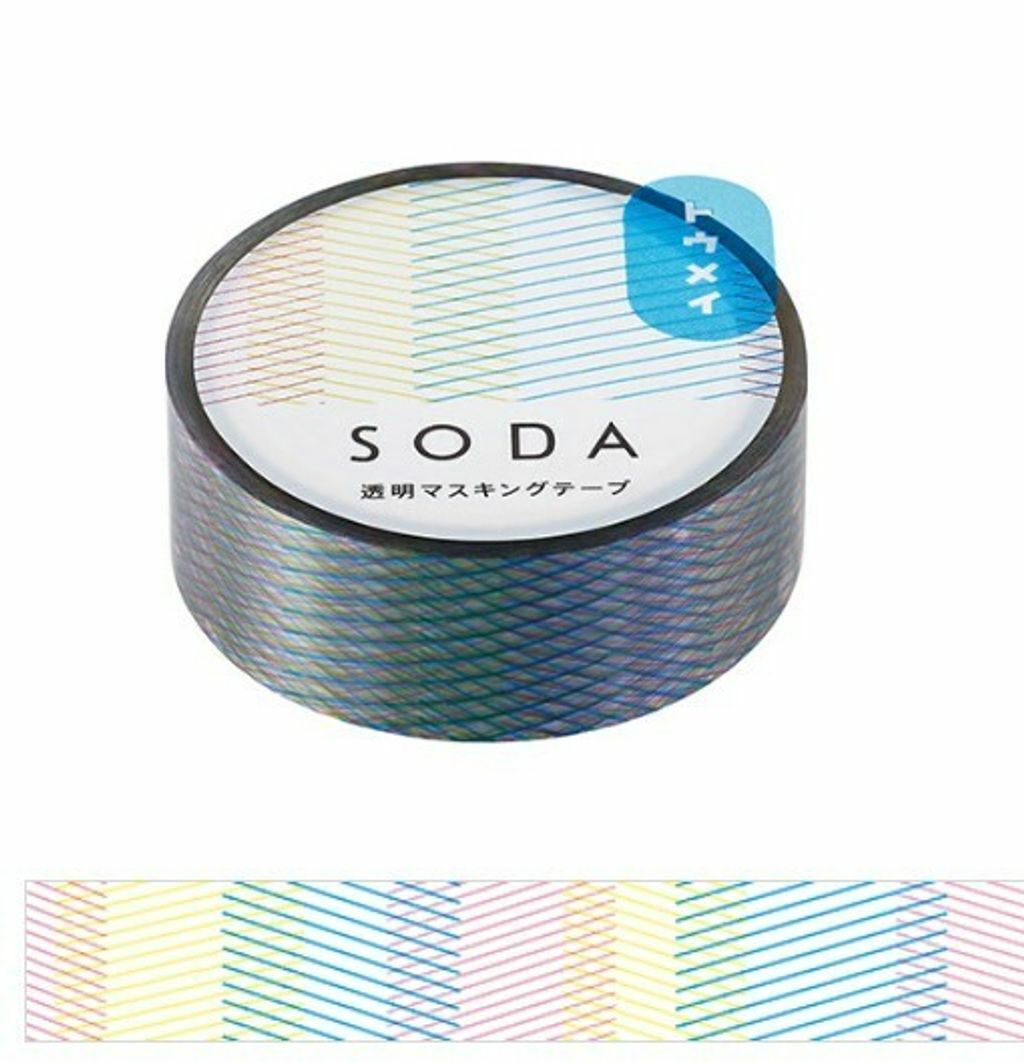 稜鏡款 Soda 透明PET膠帶 寬15MM ｜KING JIM