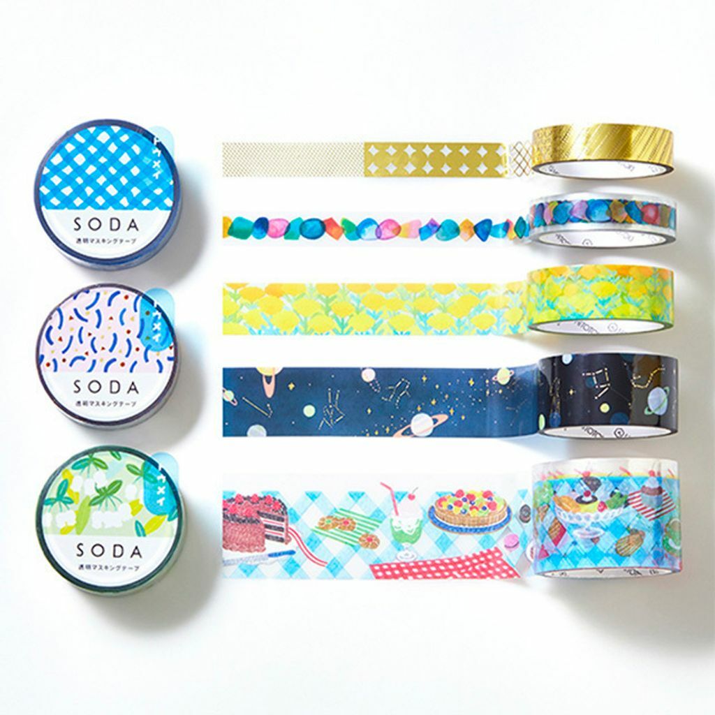 水滴款 Soda 透明PET膠帶 寬10MM ｜KING JIM