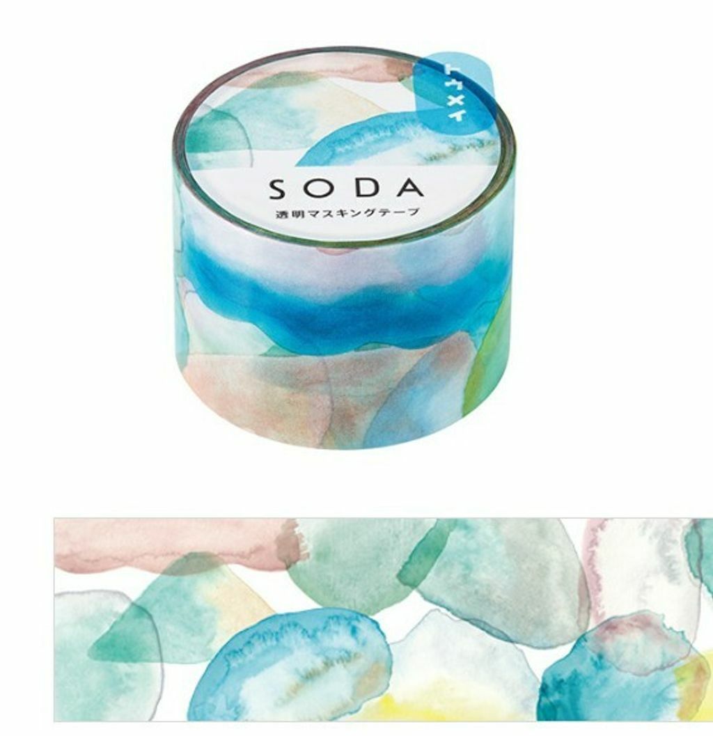 水彩款 Soda 透明PET膠帶 寬30MM ｜KING JIM