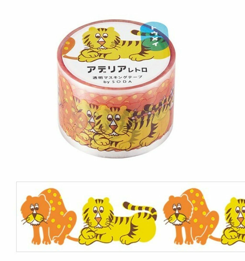 老虎同伴款 Soda 透明PET膠帶 石塚硝子聯名 寬30MM ｜KING JIM