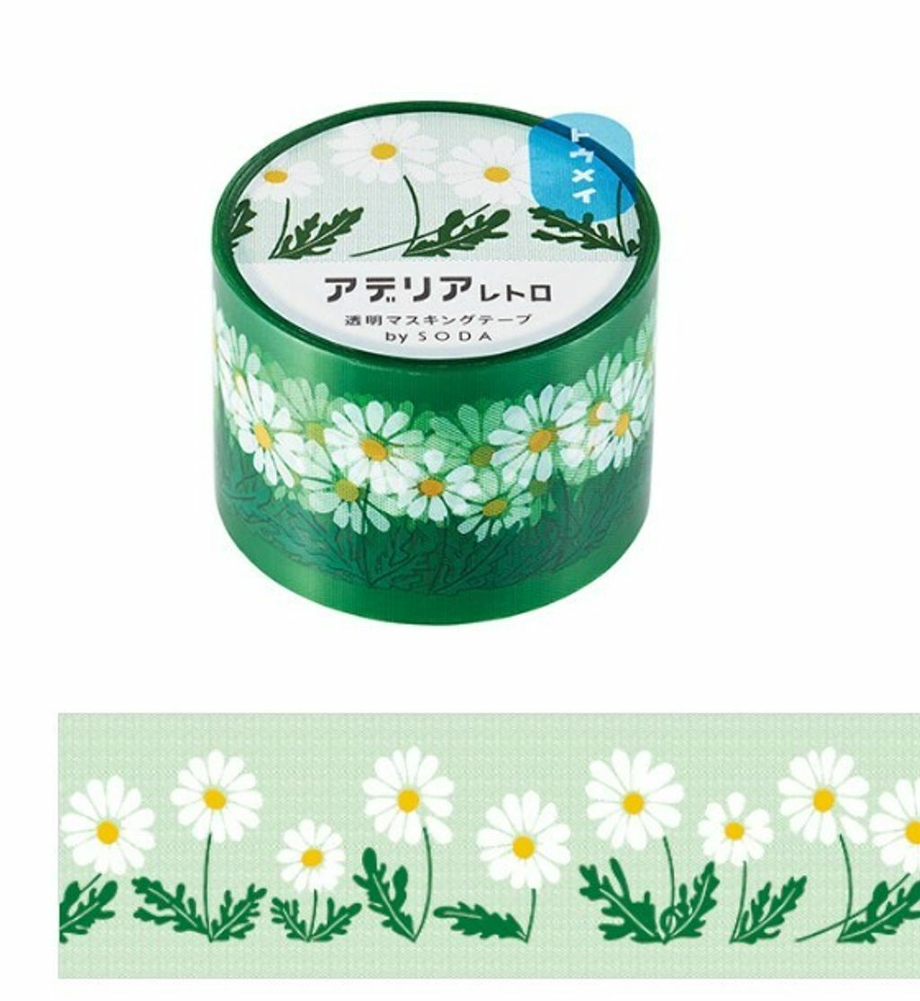 小雛菊款 Soda 透明PET膠帶 石塚硝子聯名 寬30MM ｜KING JIM