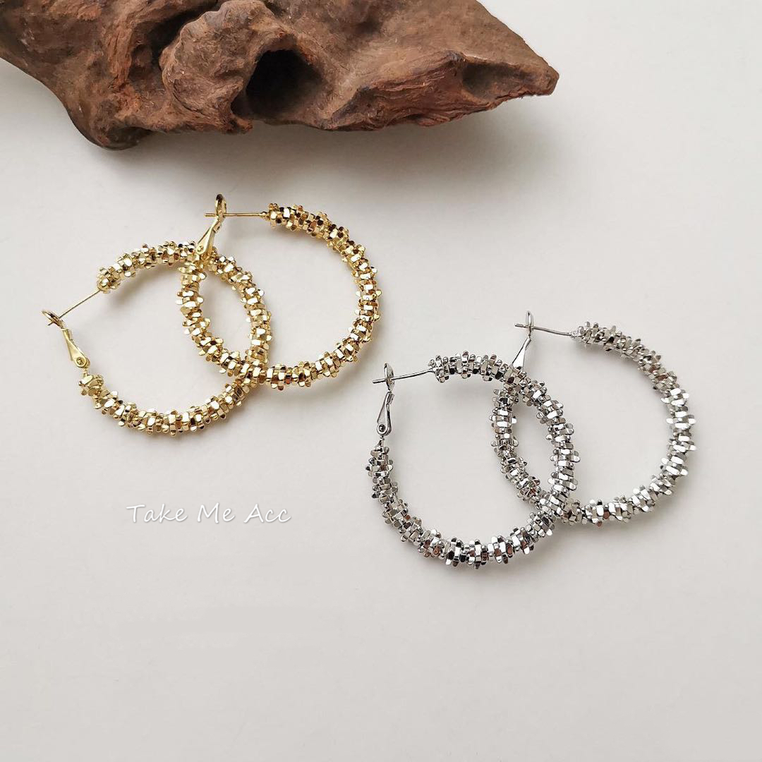 星光熠熠圈圈 │ 純銀針耳環