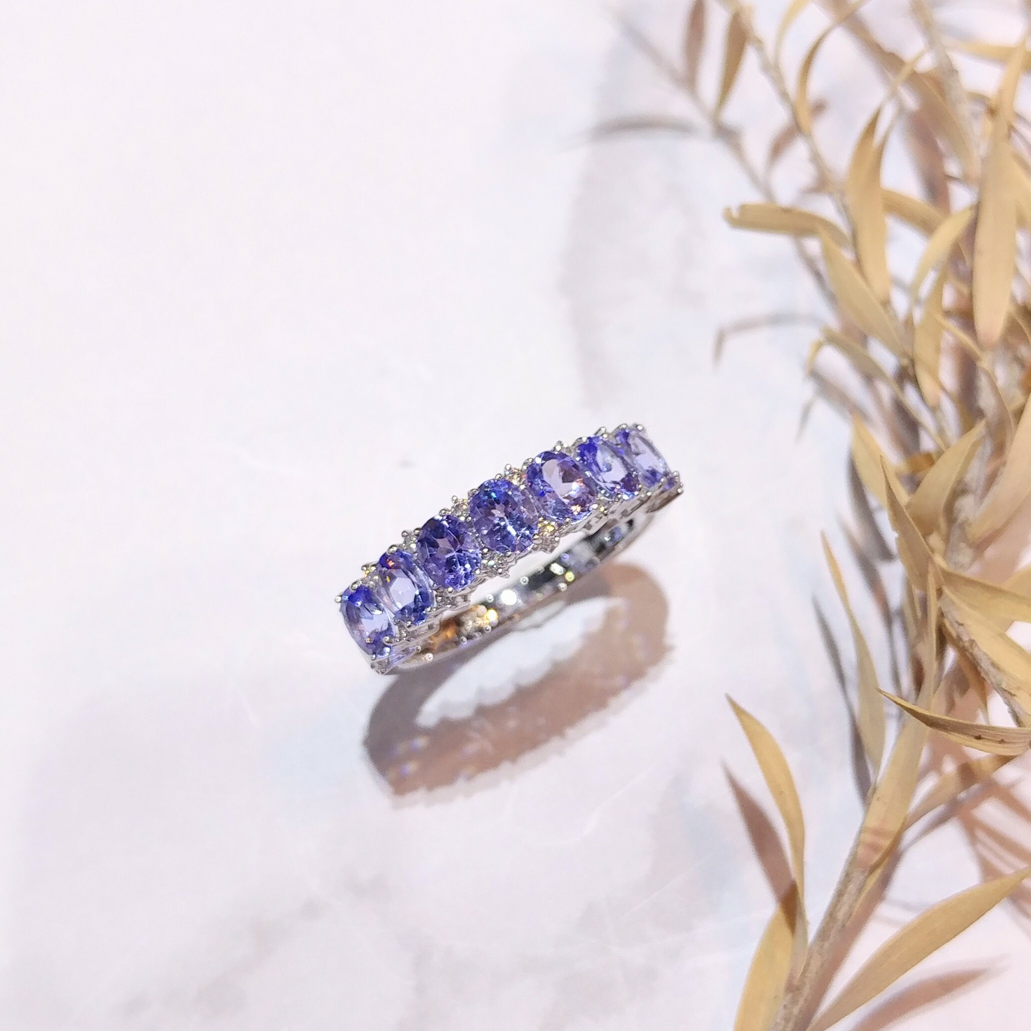 18K White Gold 1.36ct Tanzanite and Diamond Ring