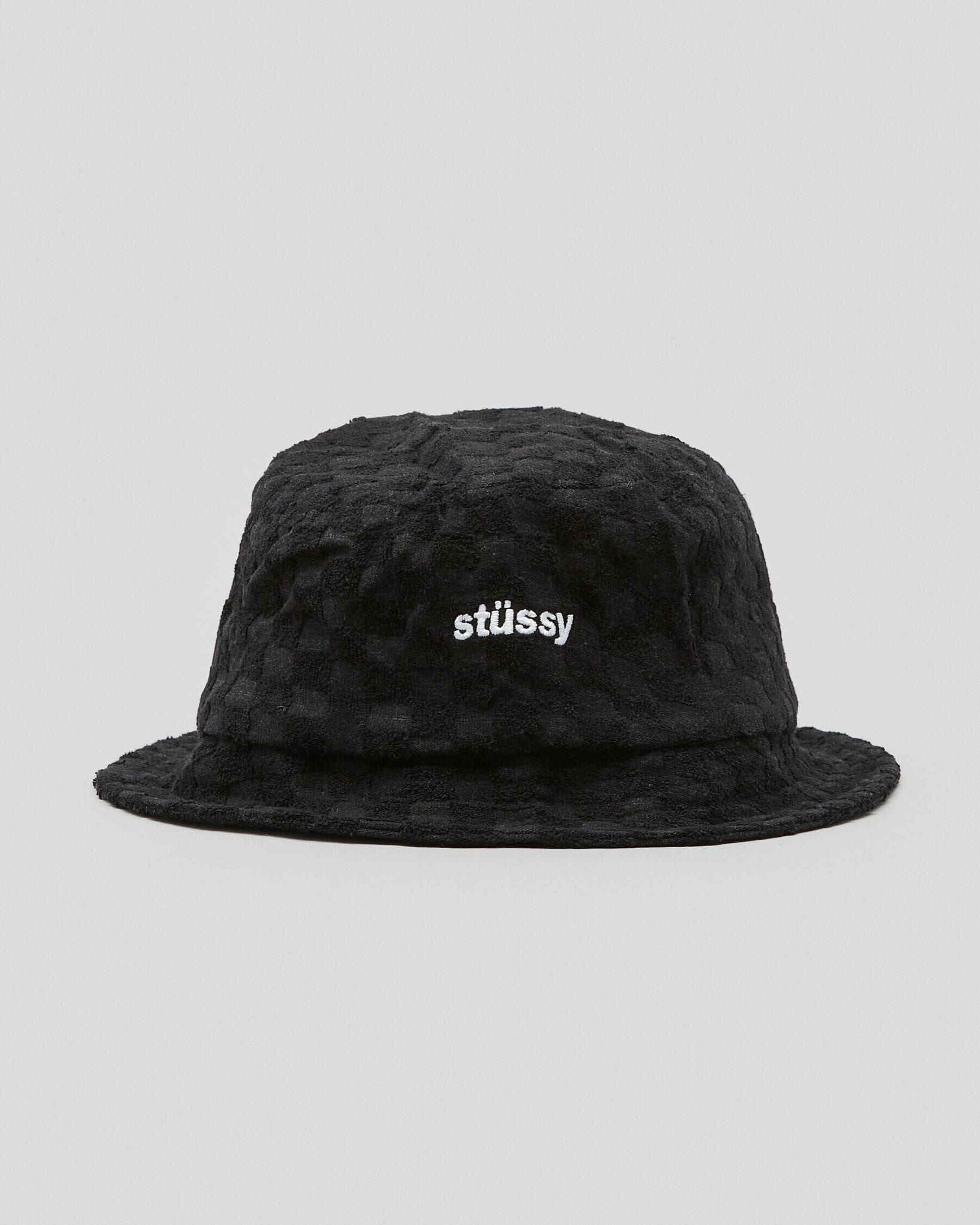 Stussy Check Terry Bucket Hat Black