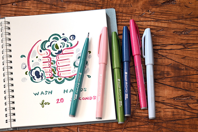 Pentel 筆touch 柔繪筆（恰似毛筆的簽字筆）