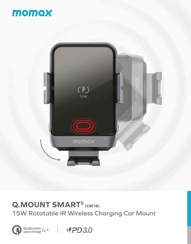 Momax Q.Mount Smart5 紅外線感應旋轉無線充電支架 15W CM18