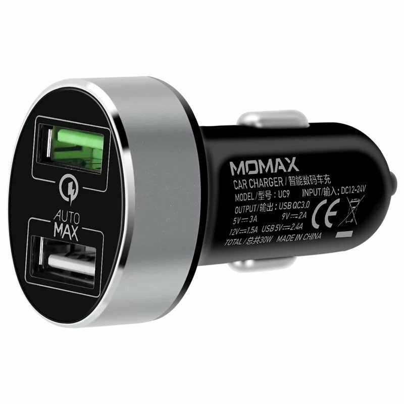 MOMAX UC系列 雙USB 輸出汽車快速充電器 UC9
