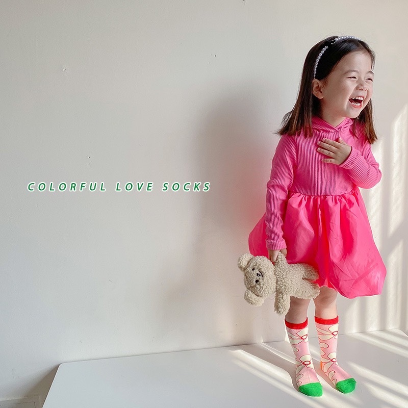 繽紛愛心綠色笑臉襪