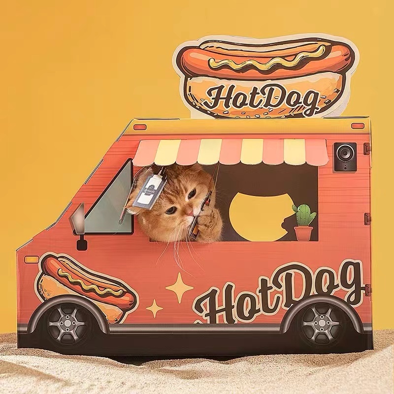 Smile Paws熱狗貓屋(內附貓抓板）