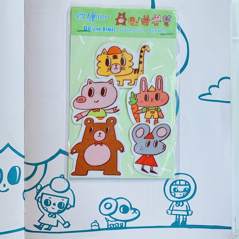 小小動物園 5入防水貼紙組｜微醺斑比