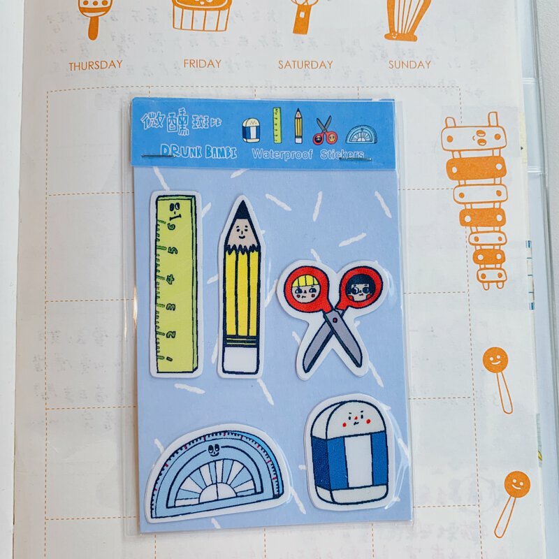 文具 5入防水貼紙組｜微醺斑比