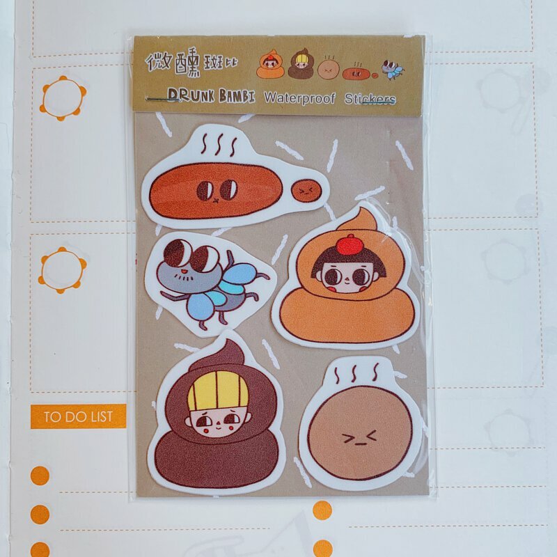 便便家族 5入防水貼紙組｜微醺斑比