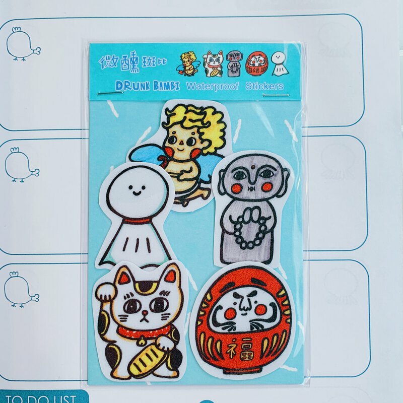 祈福寶寶 5入防水貼紙組｜微醺斑比