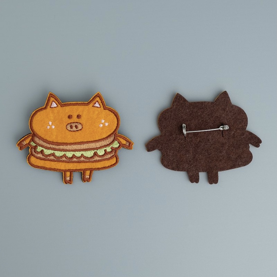 漢堡豬 刺繡別針｜微醺斑比