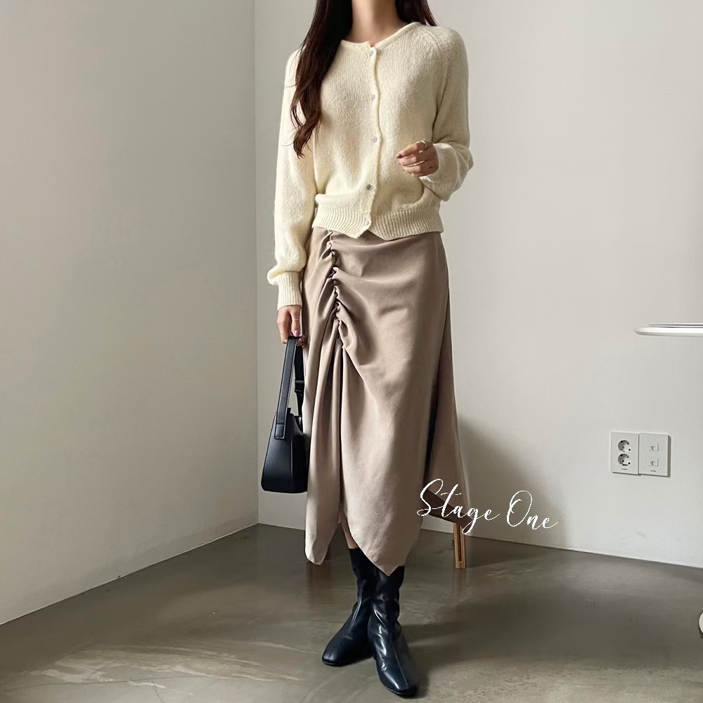 韓國製🇰🇷OP2082 不規則皺摺長裙