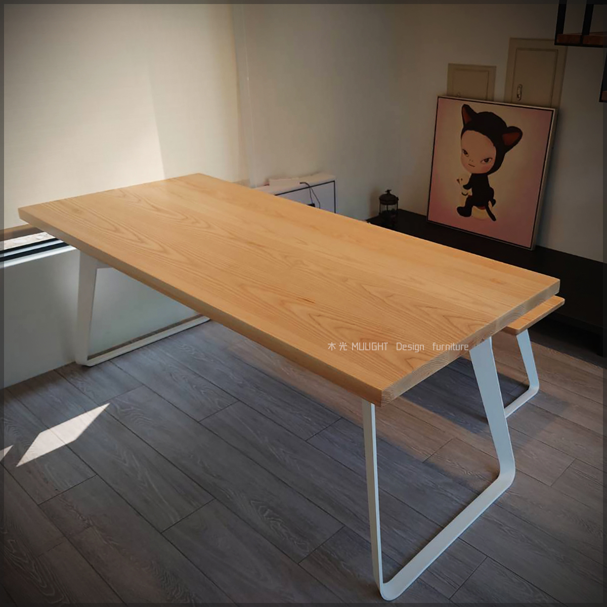 木光設計家居-Bianca北歐造型扁腳實木桌-可訂製