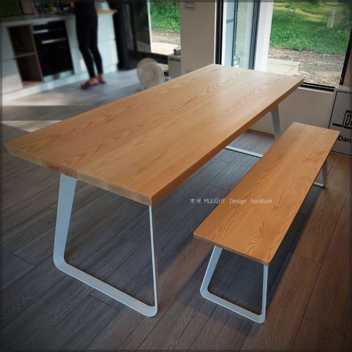 木光設計家居-Bianca北歐造型扁腳實木桌-可訂製