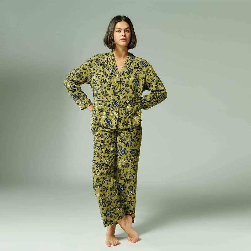 SONGE 夢 短罩衫 綠橄欖印花