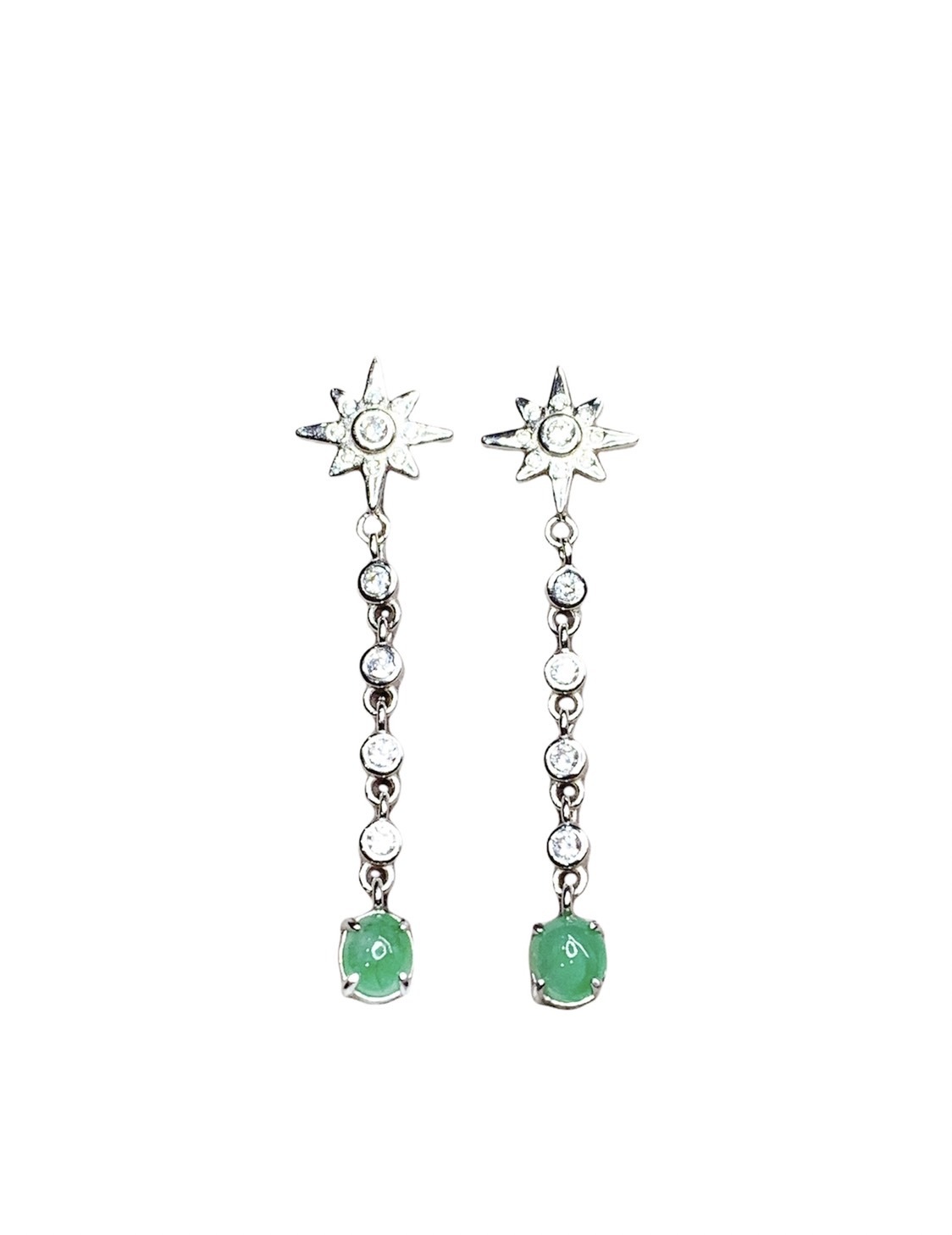 小星星丨果綠翡翠耳環