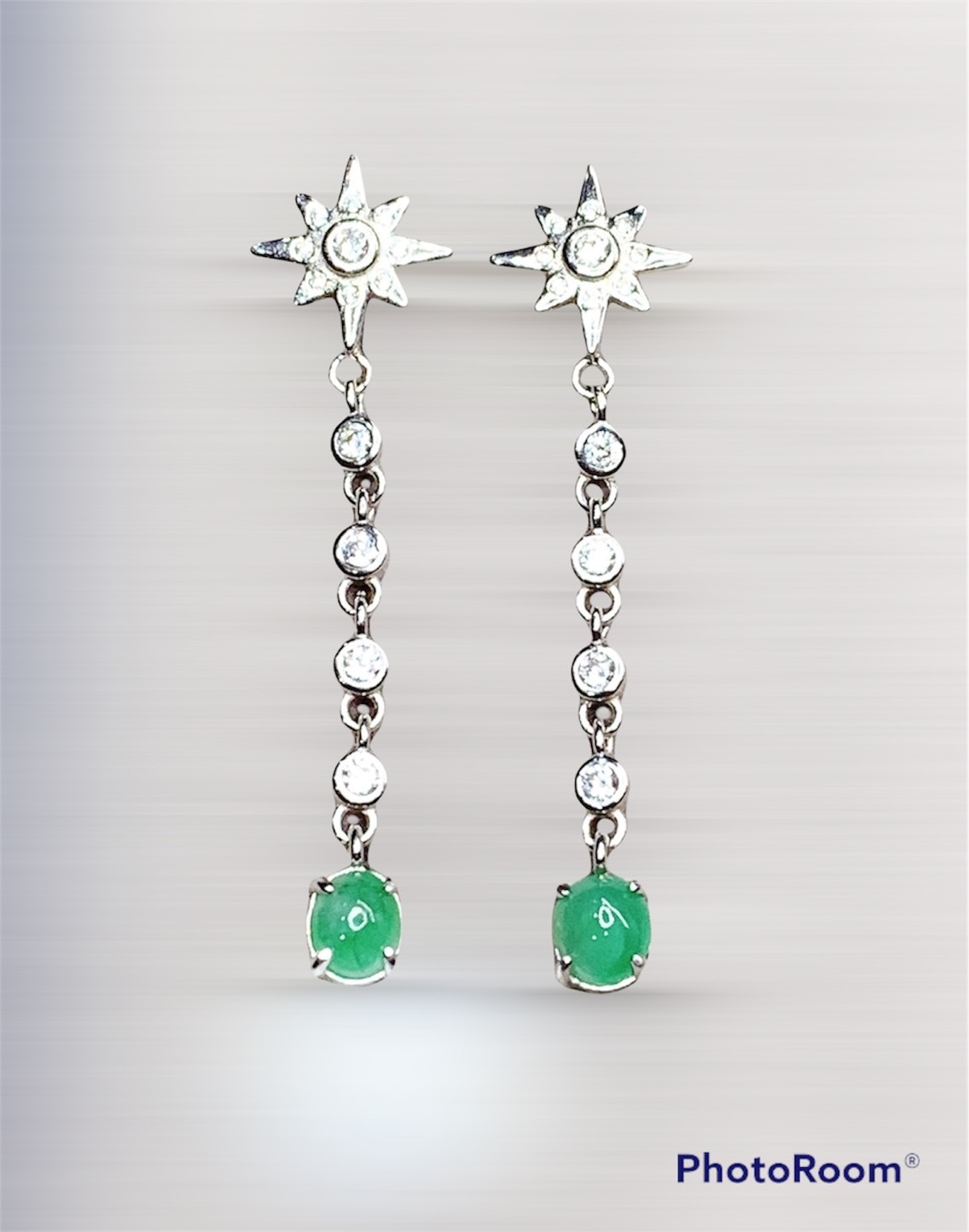 小星星丨果綠翡翠耳環
