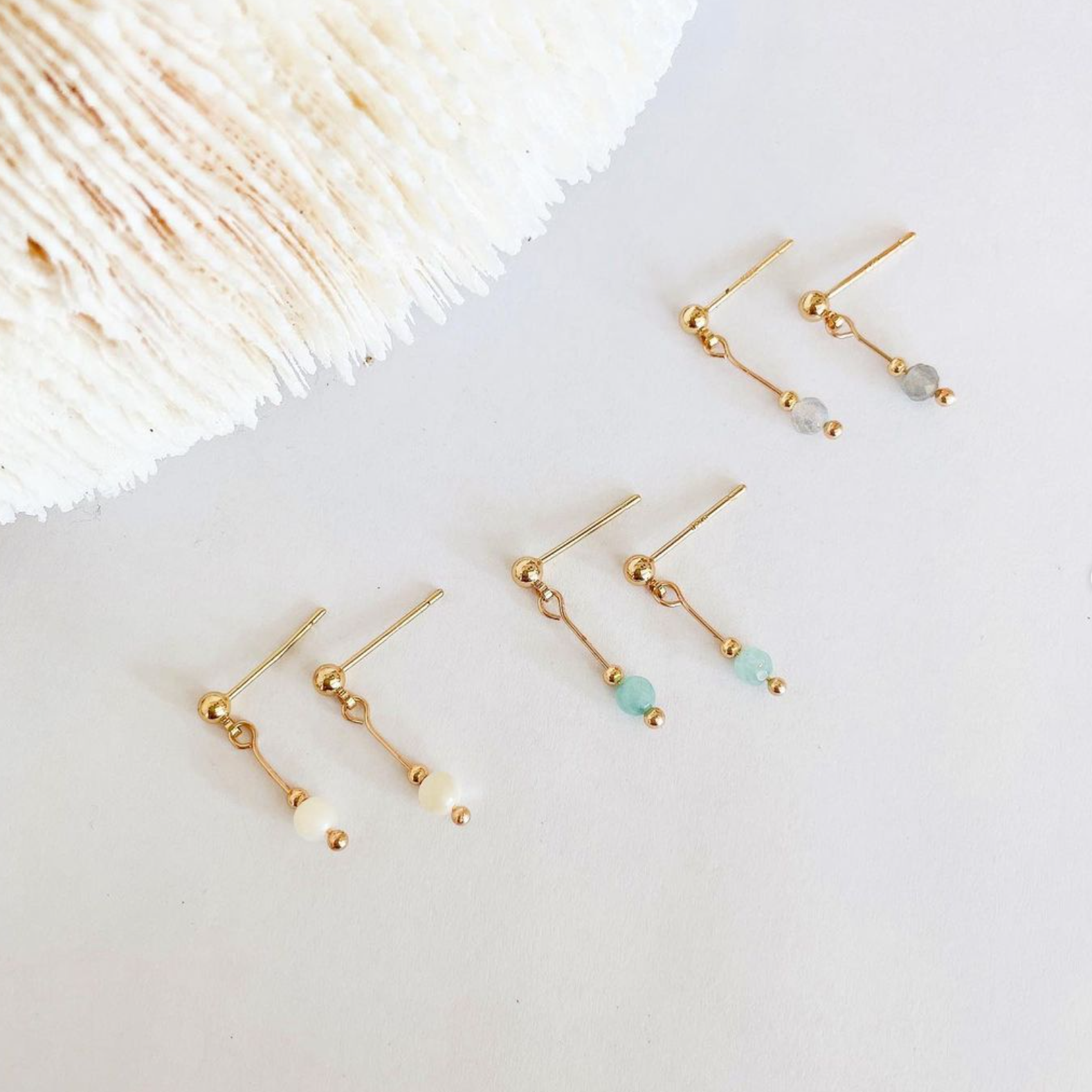 │簡約│光點系列 • 微垂墜 • 耳針耳夾 • 美國14KGF