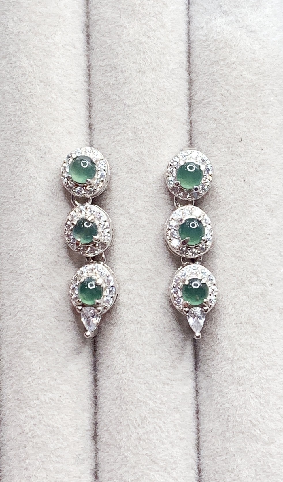 圓圈圈丨綠偏藍翡翠耳環