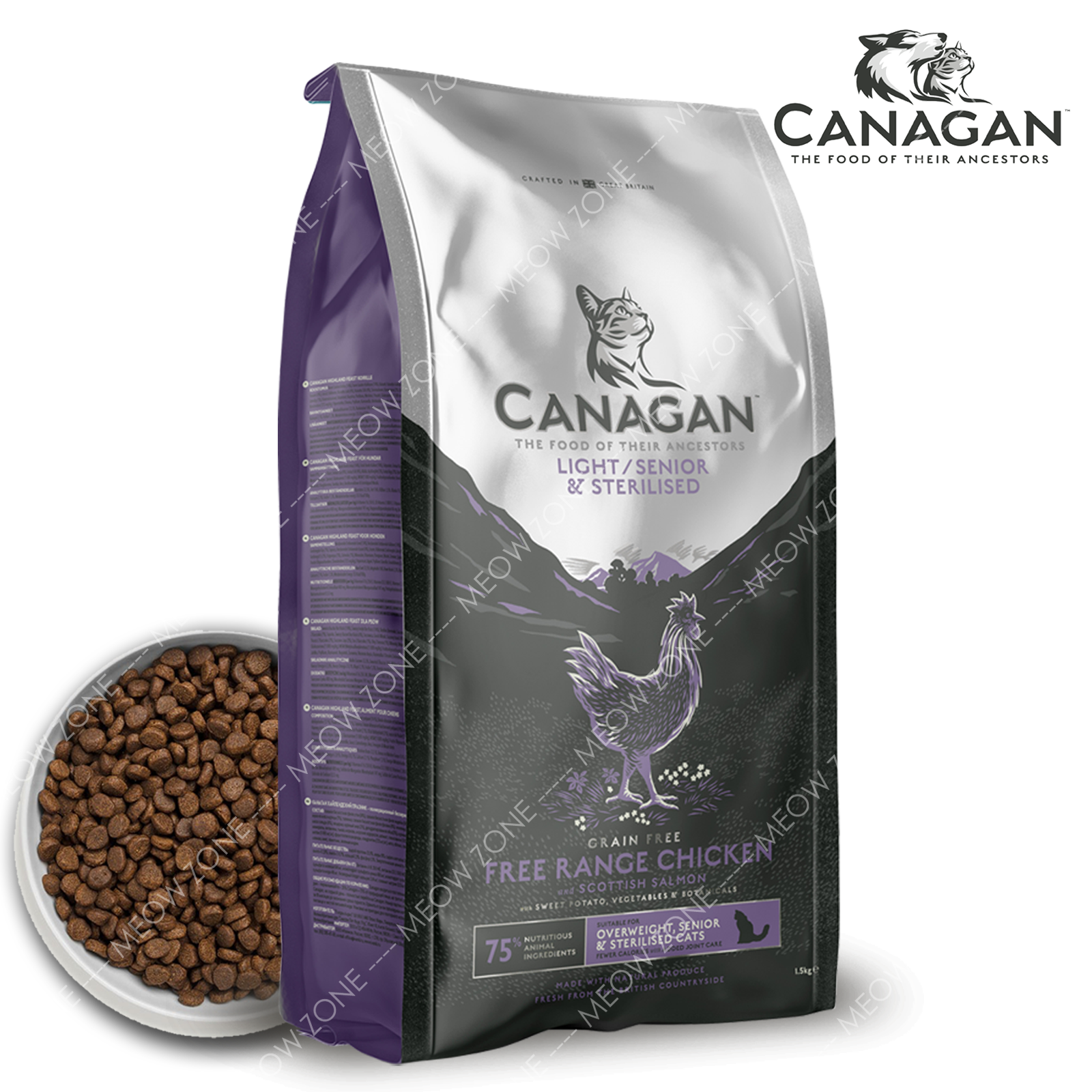 CANAGAN原之選 - 無穀物鮮肉乾糧 (絕育/減肥/老貓) - 走地雞三文魚 SENIOR FOR CATS 4kg