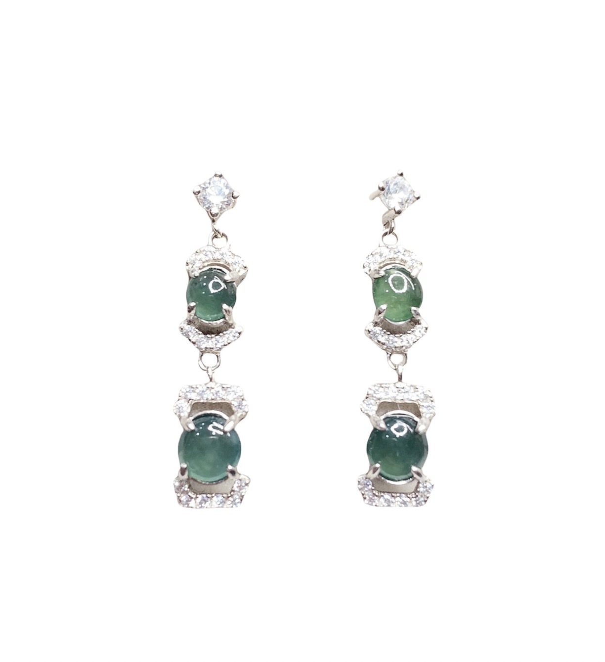 雙圓丨老藍水翡翠耳環