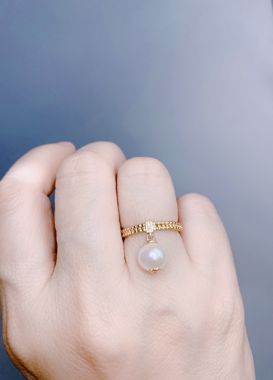 唯一丨珍珠銀黃K戒指丨六月