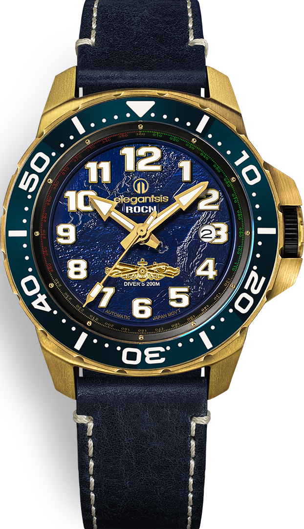 萬年鐘錶 - elegantsis 愛樂時   海軍艦隊2.0  金色版限量機械男錶  ELJX48MAS-ROCN-NU01LC