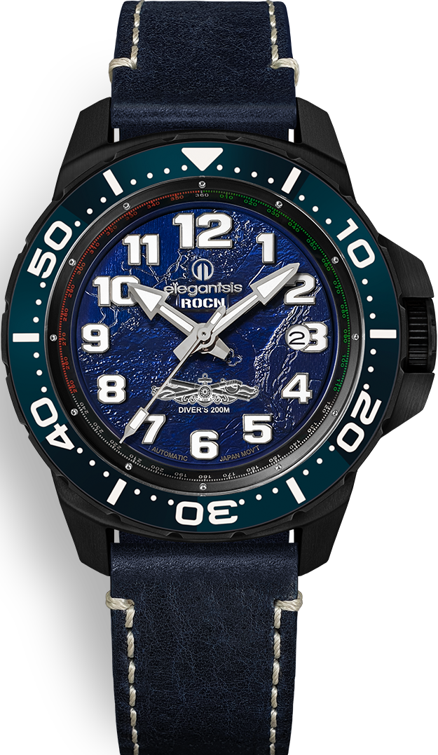 萬年鐘錶 - elegantsis 愛樂時   海軍艦隊2.0  黑色版限量機械男錶  ELJX48MAS-ROCN-NU02LC