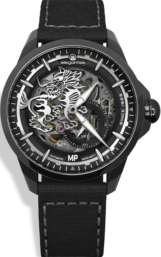萬年鐘錶 - elegantsis 愛樂時   黑色款 - 憲兵特別限定款機械男錶 ELJX65AS-MP-8G02LC