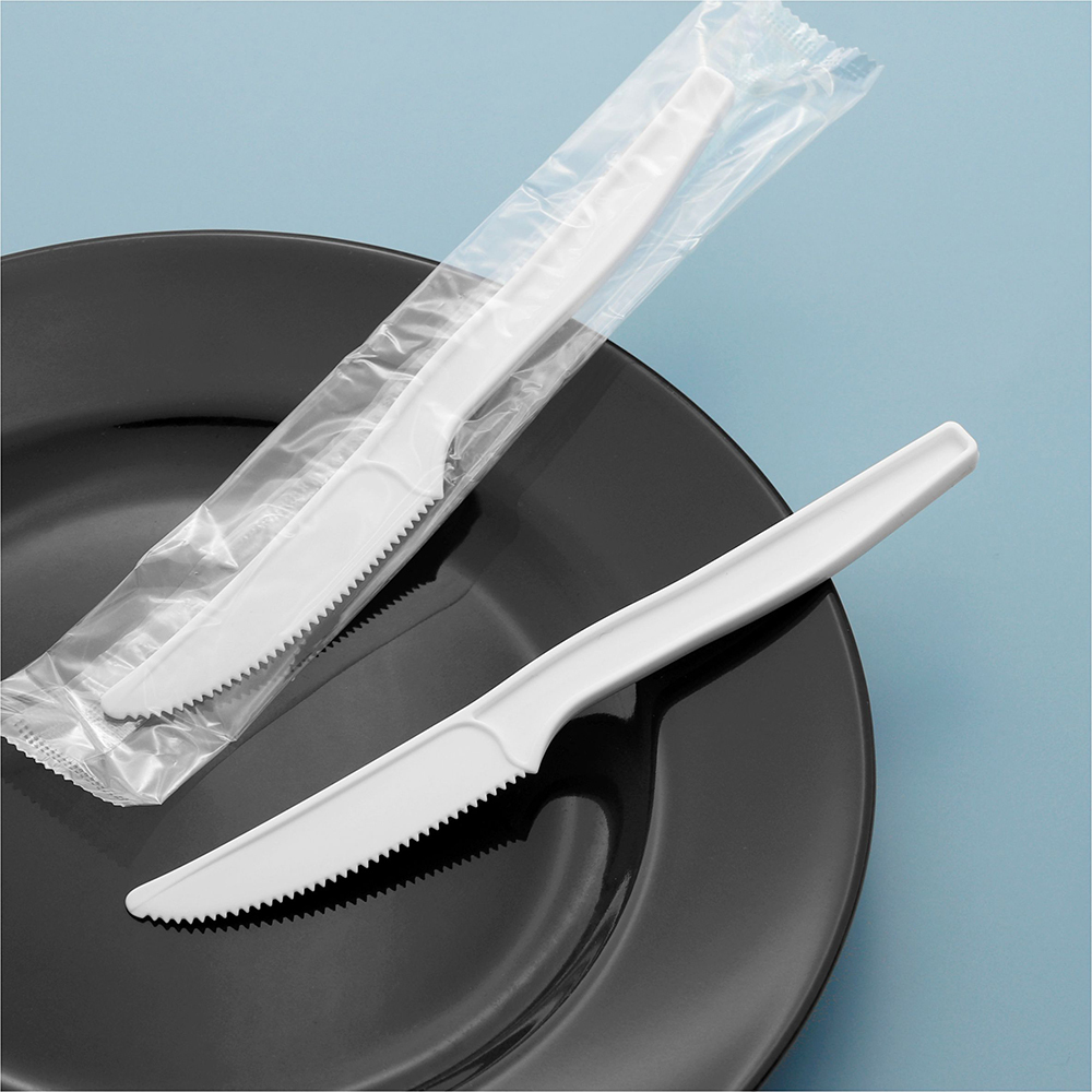 PP霧面餐刀 白色