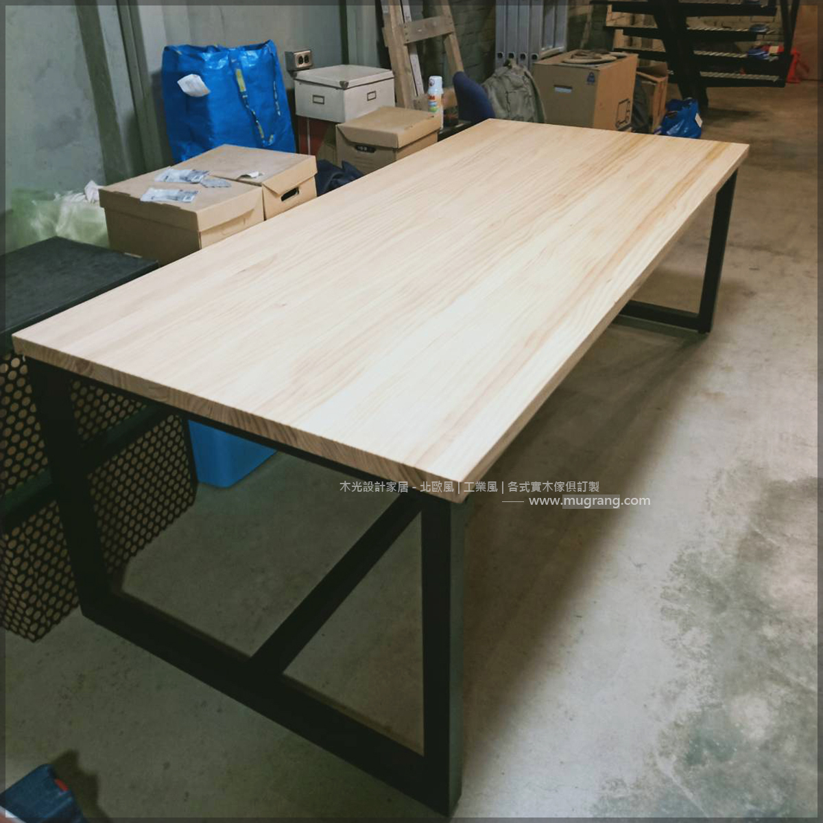 方正鐵藝實用鐵腳實木桌|可訂製