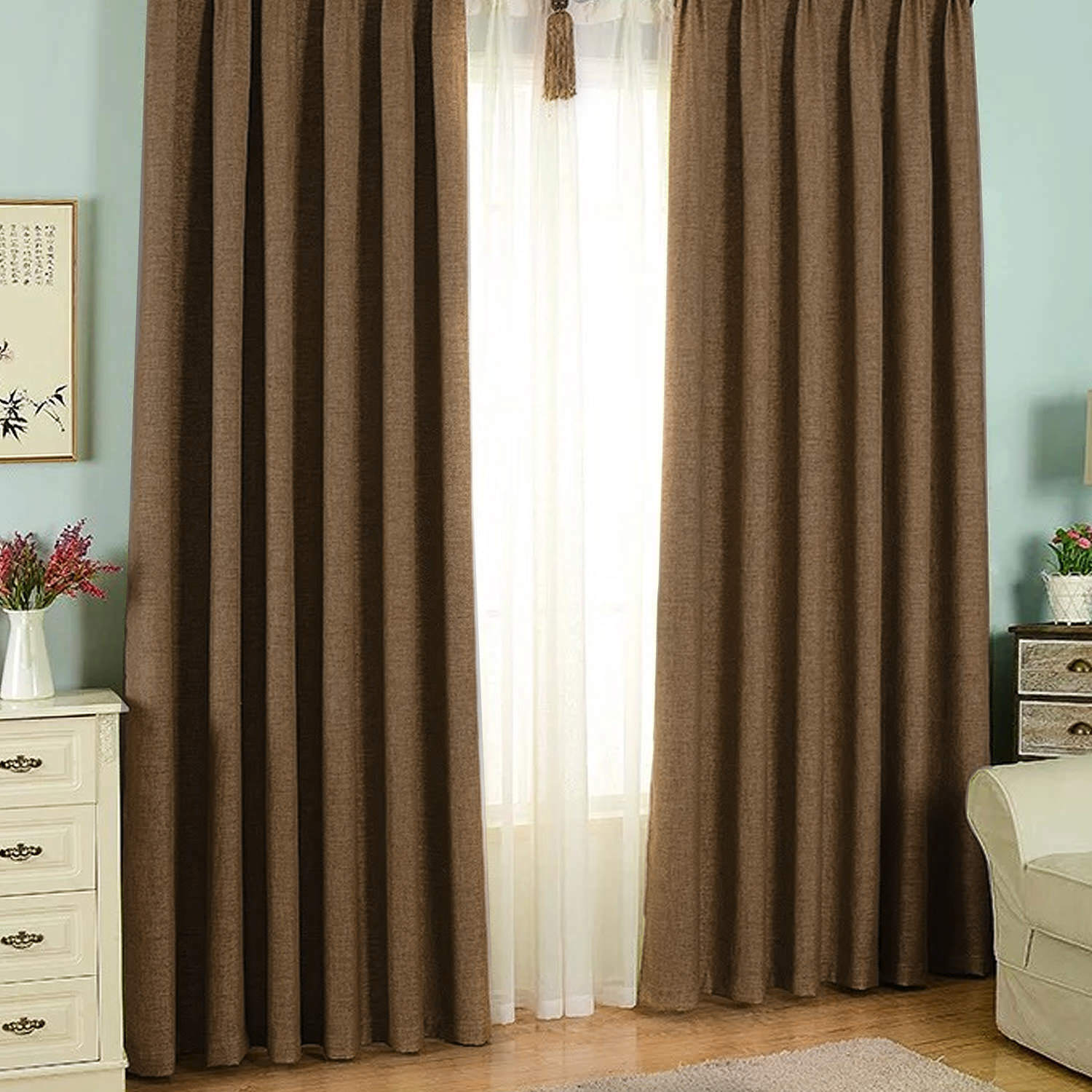 亞麻• 深咖 • 遮光窗簾