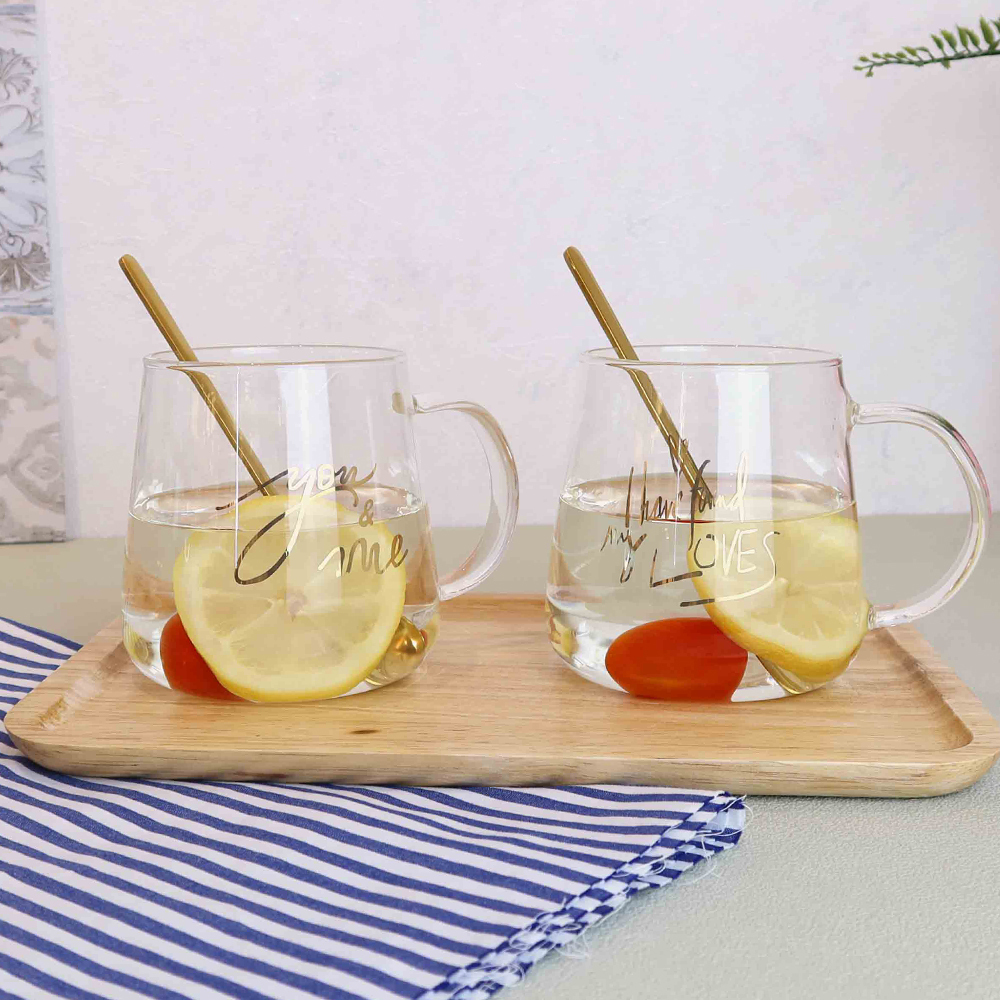 情話綿綿耐熱玻璃馬克杯(附匙) 450ML