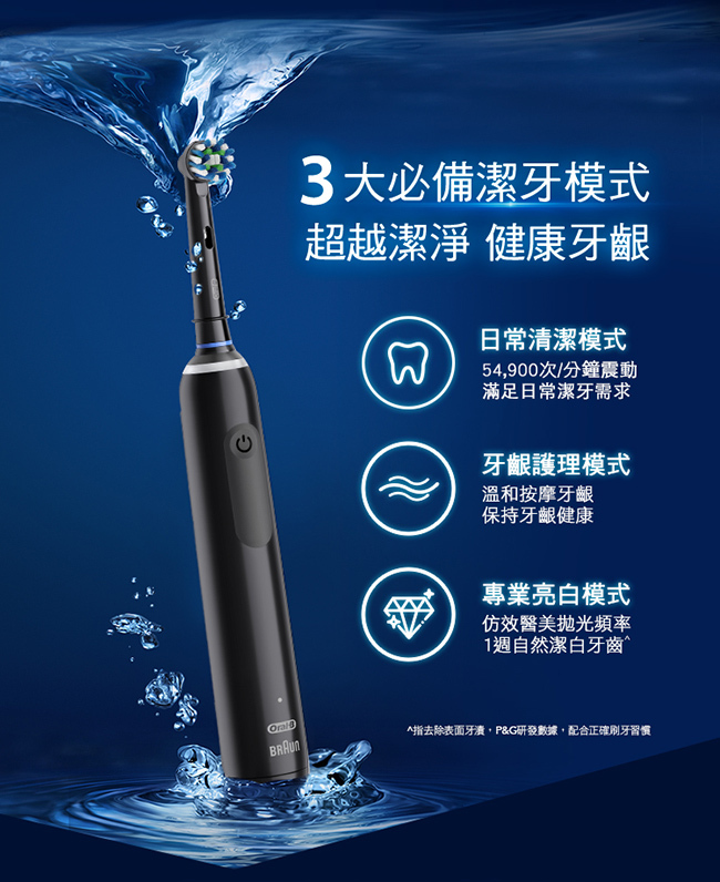 德國百靈BRAUN Oral-B 3D電動牙刷PRO4(耀石黑)