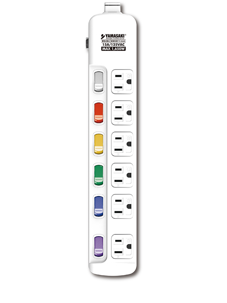 山崎防突波過載防護3孔延長線(9尺/2.7M)｜TS-366AS-9