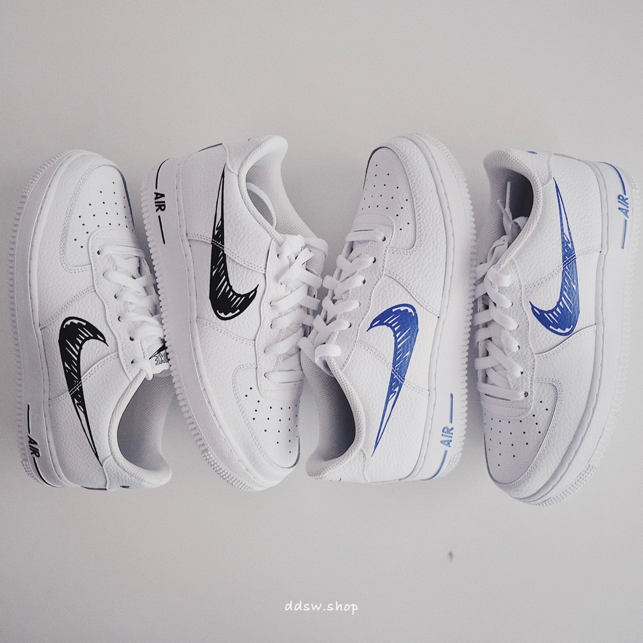 Nike Air Force 1 素描塗鴉黑DM3177-100 藍DM3177-102