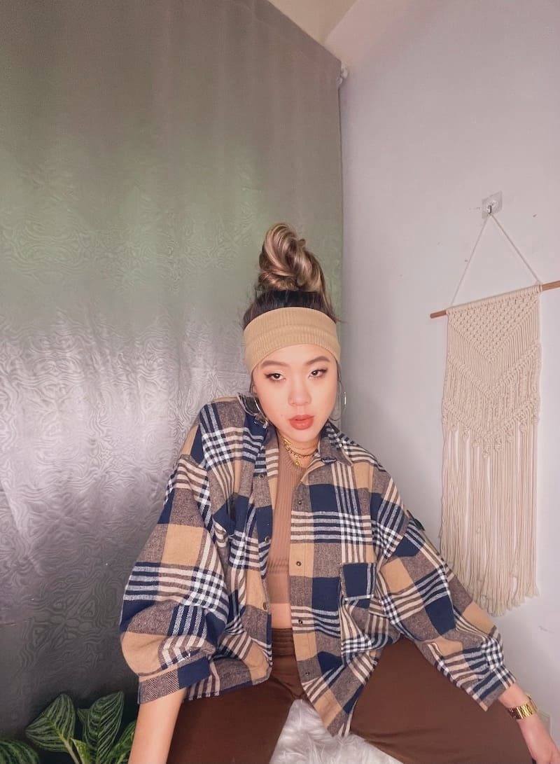 復古格子毛呢襯衫