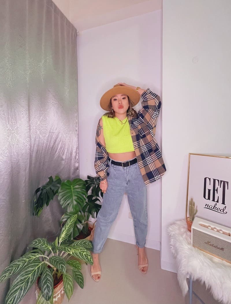 復古格子毛呢襯衫