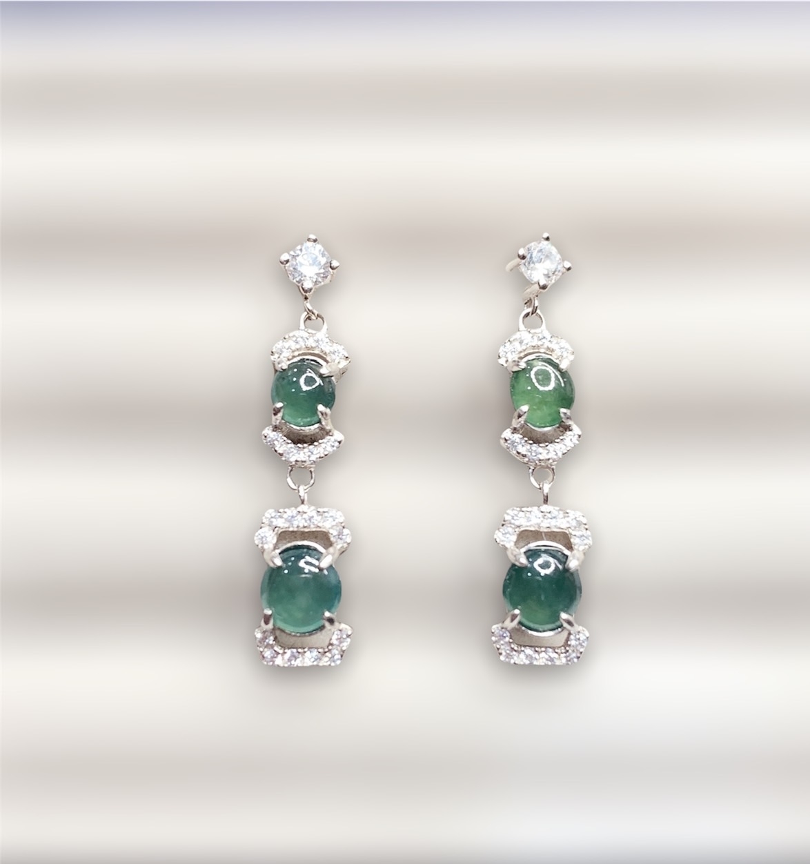 雙圓丨老藍水翡翠耳環