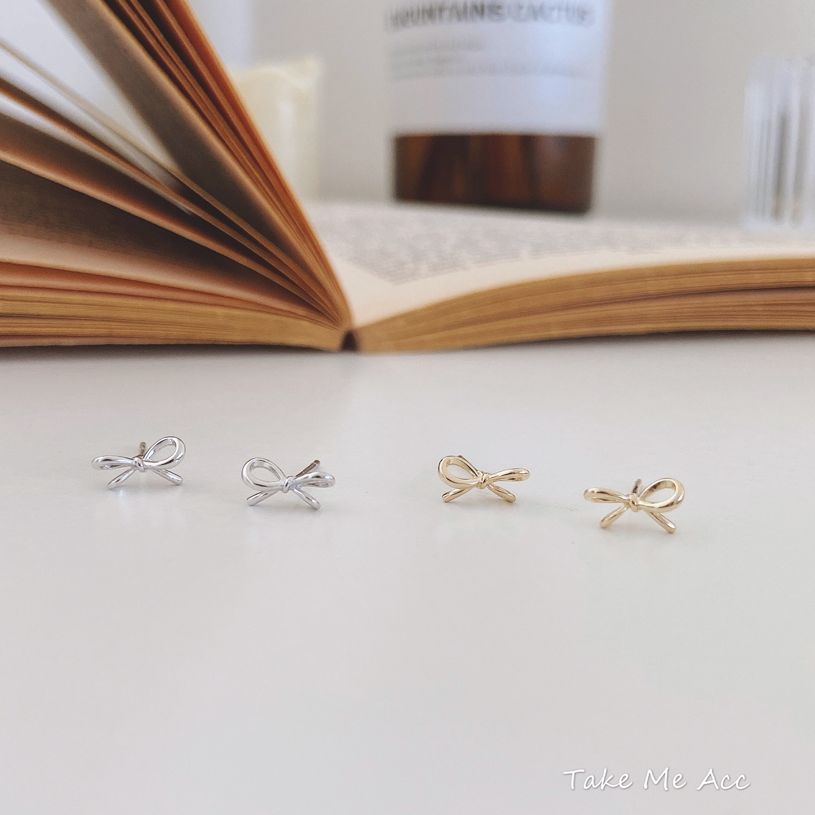 迷你蝴蝶結 │ 全純銀耳環