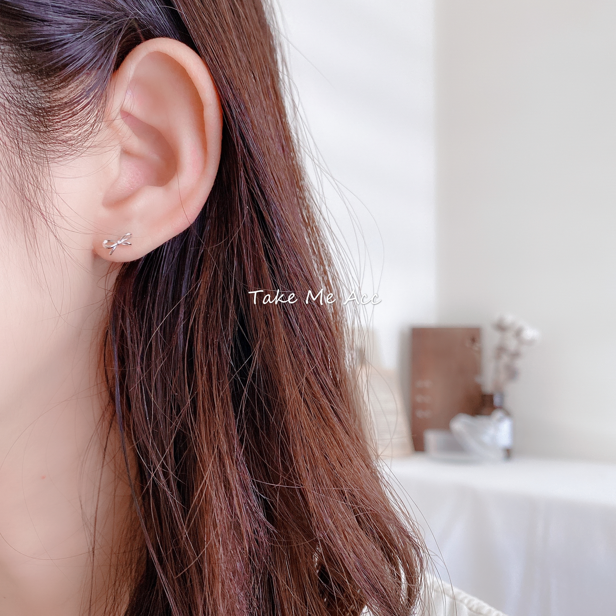 迷你蝴蝶結 │ 全純銀耳環