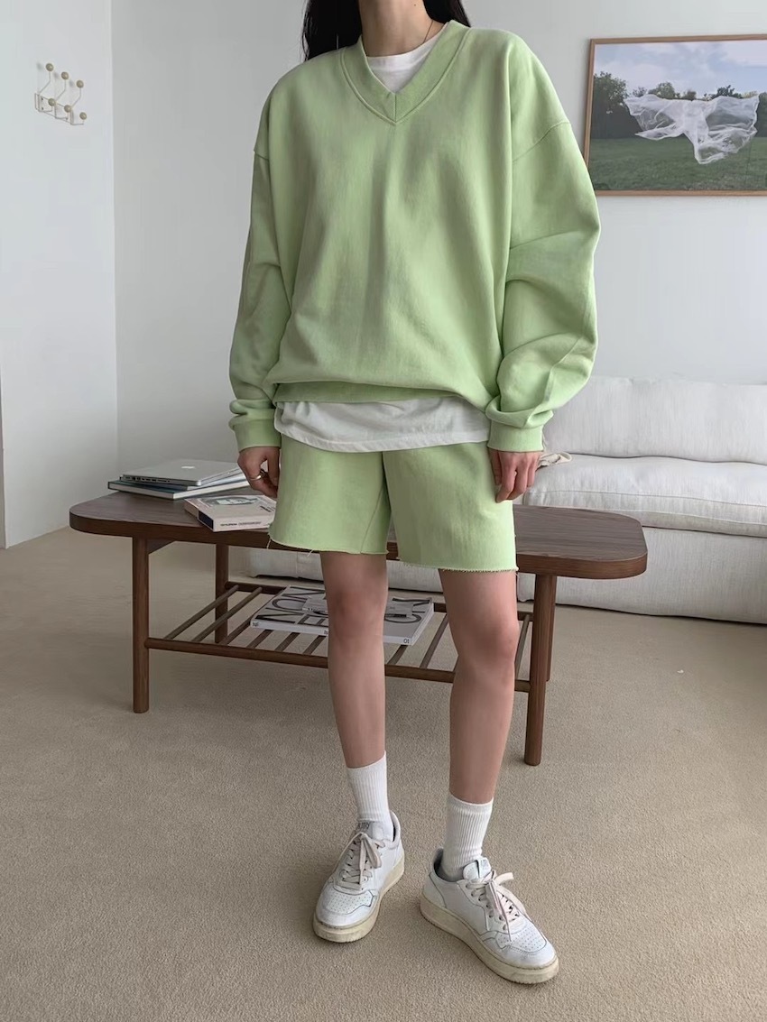 lime vibes v-neck sporty co-ords