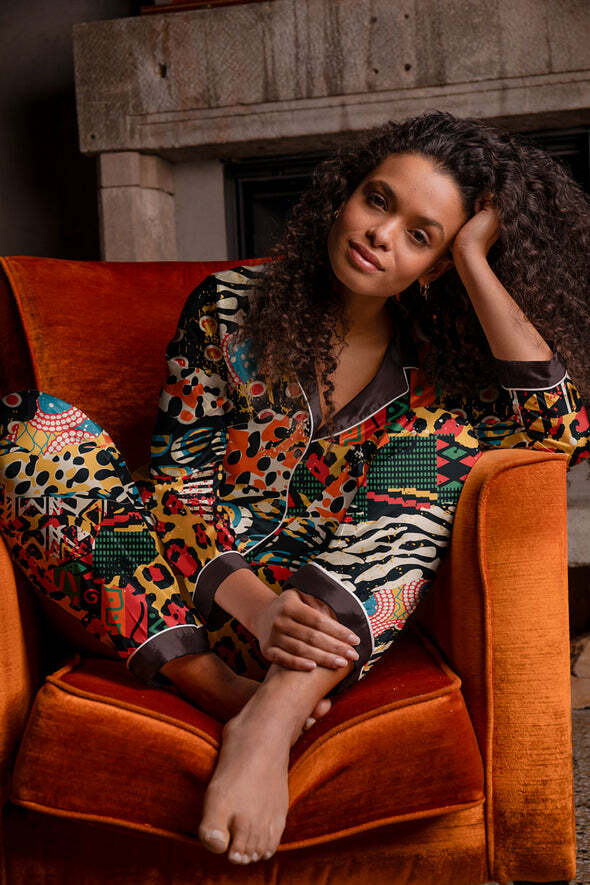 美國Averie Sleep 親膚柔滑兩件式長袖睡衣-極致神祕