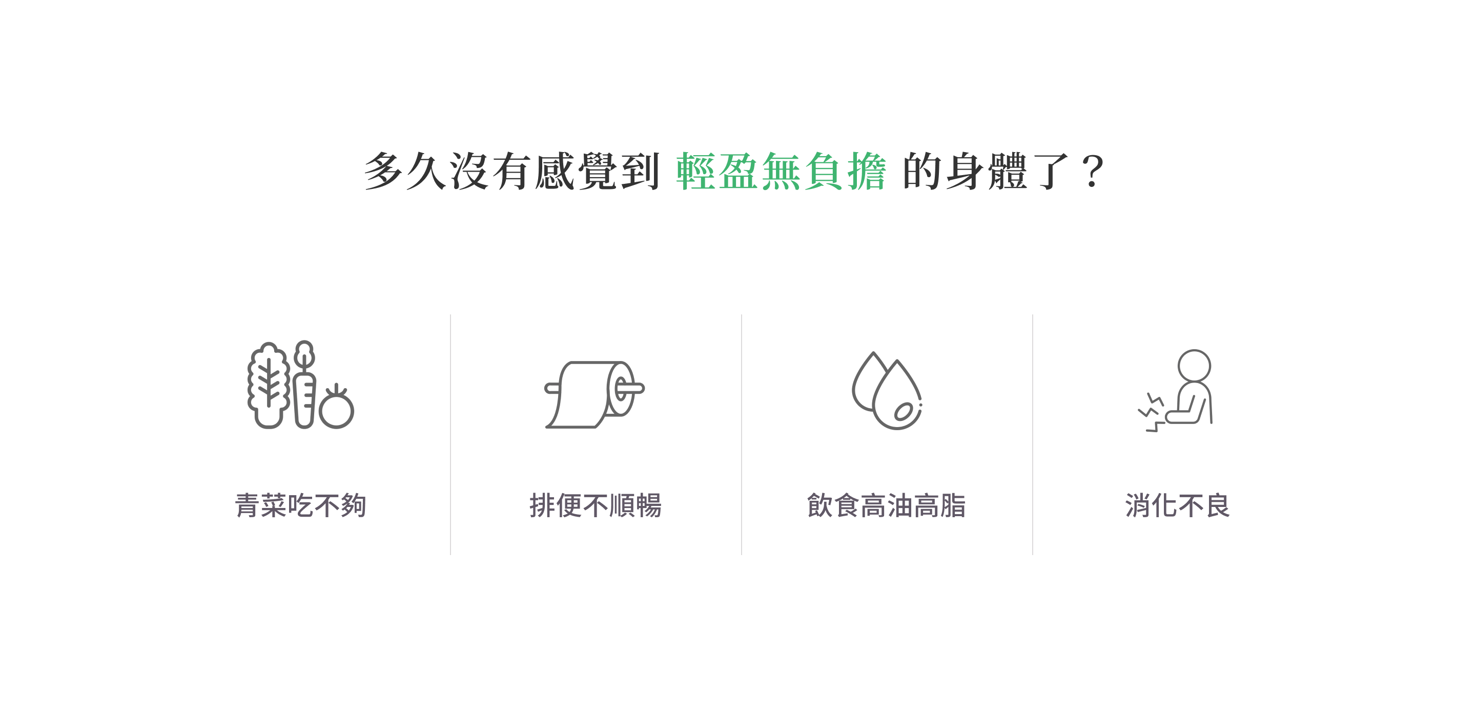 青菜纖維吃不夠、排便不順、便秘、腹瀉、腸躁、飲食高油高脂、消化不良