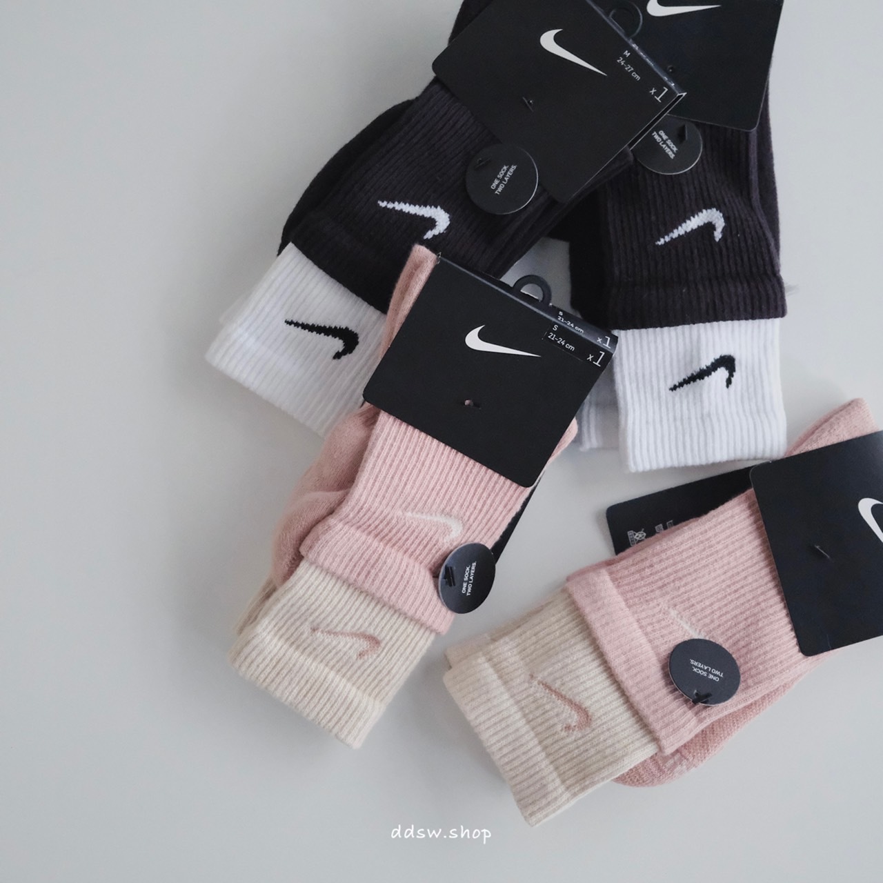 Nike 雙層襪子 黑白 中筒 短襪 DH4058-011長襪 DD2795-011 乾燥玫瑰 DD2795-609